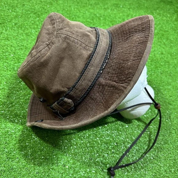 Outback Trading Co Hat Men Sm/MED  Brown Wallaby Oilskin Western Yellowstone USA - Picture 2 of 8